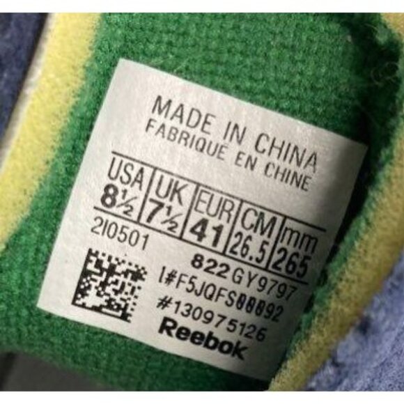 Reebok Classic Retro Style Sneakers Green/Blue/White Size 8.5 Mens Athletic Shoe - Picture 5 of 6